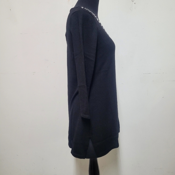 NEW! IMAN Jeweled Embellished "Touch of Cashmere" Sweater Tunic, Black - Picture 6 of 14